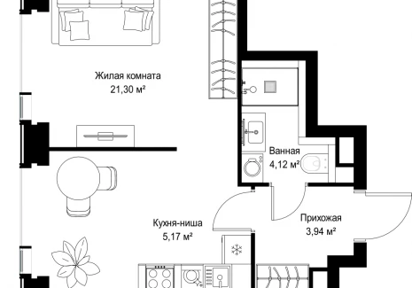 1-комнатная квартира - Вишневая, 7 / ЖК СИТИДЗЕН - фото 1