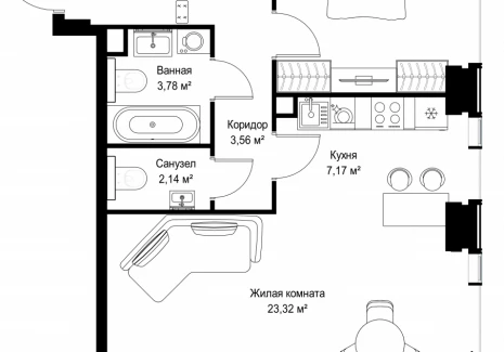 2-комнатная квартира - Вишневая, 7 / ЖК СИТИДЗЕН - фото 1