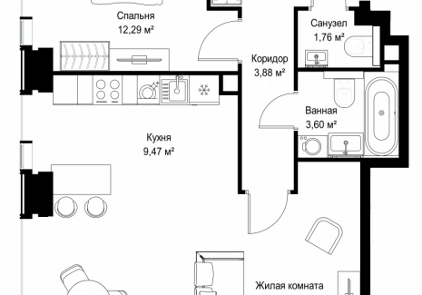 2-комнатная квартира - Вишневая, 7 / ЖК СИТИДЗЕН - фото 1