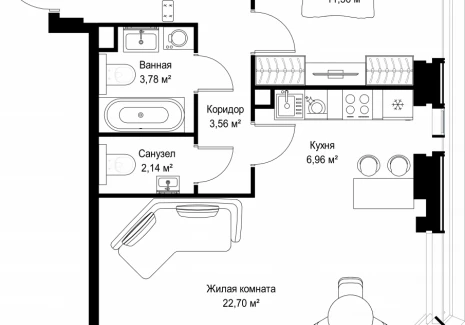 2-комнатная квартира - Вишневая, 7 / ЖК СИТИДЗЕН - фото 1