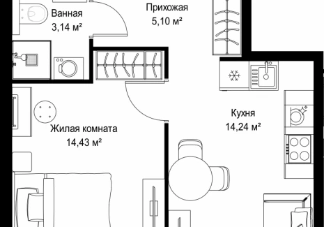 1-комнатная квартира - Вишневая, 7 / ЖК СИТИДЗЕН - фото 1
