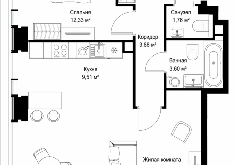 2-комнатная квартира - Вишневая, 7 / ЖК СИТИДЗЕН - фото 1