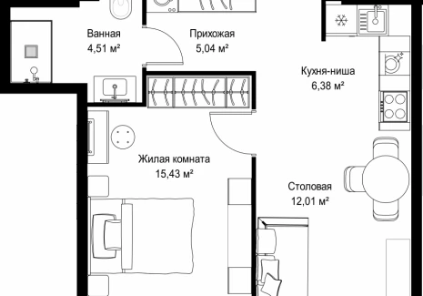 1-комнатная квартира - Вишневая, 7 / ЖК СИТИДЗЕН - фото 1