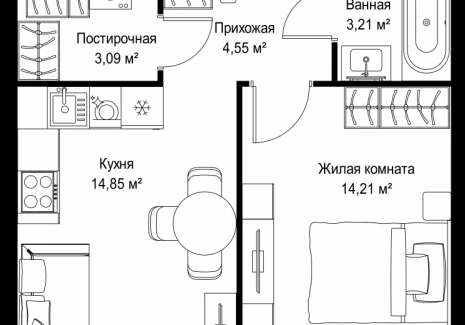 1-комнатная квартира - Вишневая, 7 / ЖК СИТИДЗЕН - фото 1