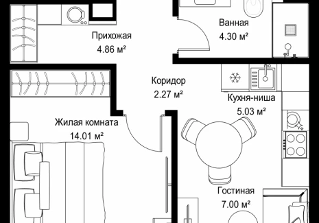 1-комнатная квартира - ул. Верейская, 29/42 / ЖК ВЕЕР - фото 1