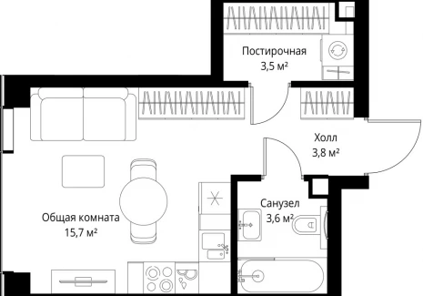 1-комнатная квартира - ул. Верейская, 29/35 / ЖК ВЕЕР - фото 1