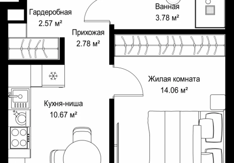 1-комнатная квартира - ул. Верейская, 29/42 / ЖК ВЕЕР - фото 1