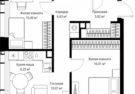 2-комнатная квартира - ул. Верейская, 29/42 / ЖК ВЕЕР - фото 1