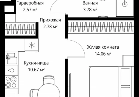 1-комнатная квартира - ул. Верейская, 29/42 / ЖК ВЕЕР - фото 1