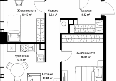2-комнатная квартира - ул. Верейская, 29/42 / ЖК ВЕЕР - фото 1