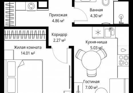 1-комнатная квартира - ул. Верейская, 29/42 / ЖК ВЕЕР - фото 1