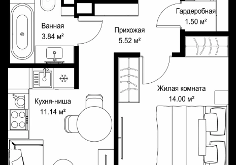 1-комнатная квартира - ул. Верейская, 29/42 / ЖК ВЕЕР - фото 1