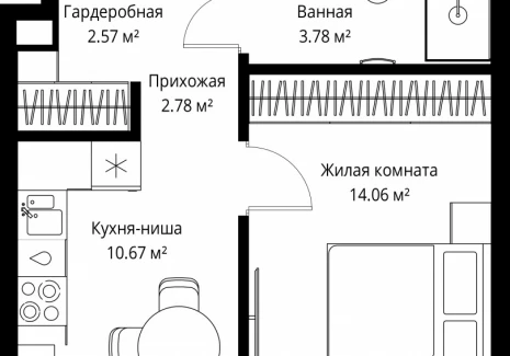 1-комнатная квартира - ул. Верейская, 29/42 / ЖК ВЕЕР - фото 1