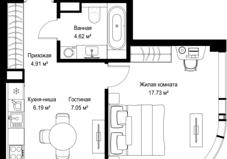 1-комнатная квартира - ул. Верейская, 29/35 / ЖК ВЕЕР - фото 1