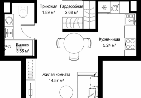 1-комнатная квартира - ул. Верейская, 29/42 / ЖК ВЕЕР - фото 1