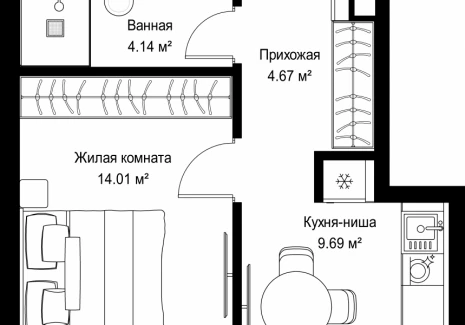 1-комнатная квартира - ул. Верейская, 29/42 / ЖК ВЕЕР - фото 1