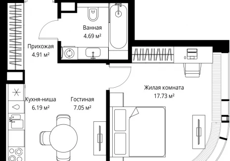 1-комнатная квартира - ул. Верейская, 29/42 / ЖК ВЕЕР - фото 1