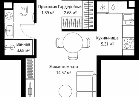 1-комнатная квартира - ул. Верейская, 29/42 / ЖК ВЕЕР - фото 1