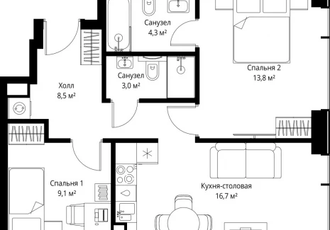 2-комнатная квартира - ул. Верейская, 29/35 / ЖК ВЕЕР - фото 1