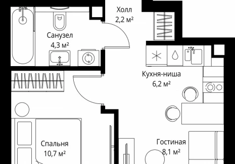 1-комнатная квартира - ул. Верейская, 29/35 / ЖК ВЕЕР - фото 1