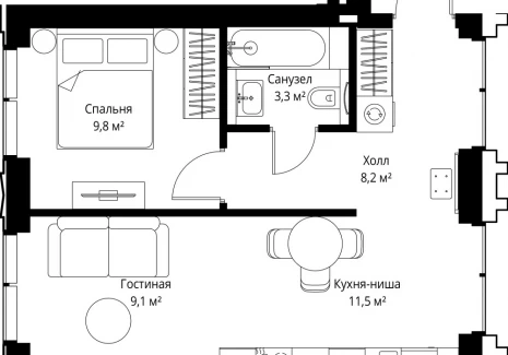 1-комнатная квартира - ул. Верейская, 29/35 / ЖК ВЕЕР - фото 1