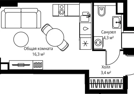 1-комнатная квартира - ул. Верейская, 29/35 / ЖК ВЕЕР - фото 1