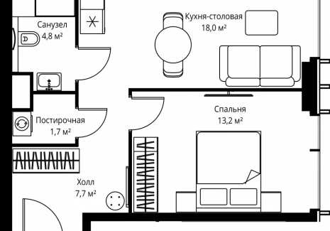 1-комнатная квартира - ул. Верейская, 29/35 / ЖК ВЕЕР - фото 1