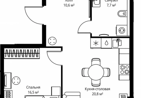 1-комнатная квартира - ул. Верейская, 29/35 / ЖК ВЕЕР - фото 1