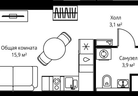Квартира студия - ул. Верейская, 29/35 / ЖК ВЕЕР - фото 1