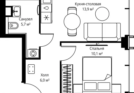 1-комнатная квартира - ул. Верейская, 29/35 / ЖК ВЕЕР - фото 1