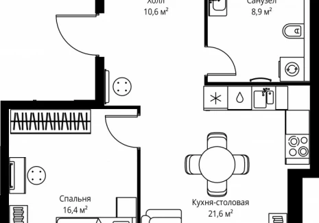 1-комнатная квартира - ул. Верейская, 29/35 / ЖК ВЕЕР - фото 1