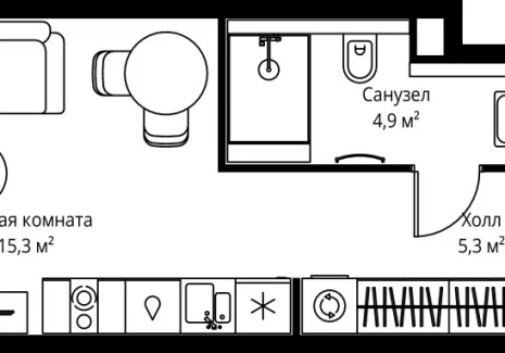 1-комнатная квартира - ул. Верейская, 29/35 / ЖК ВЕЕР - фото 1