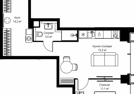1-комнатная квартира - ул. Верейская, 29/35 / ЖК ВЕЕР - фото 1