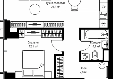 1-комнатная квартира - ул. Верейская, 29/35 / ЖК ВЕЕР - фото 1