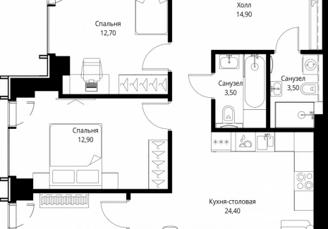 3-комнатная квартира - ул. Верейская, 29/35 / ЖК ВЕЕР - фото 1