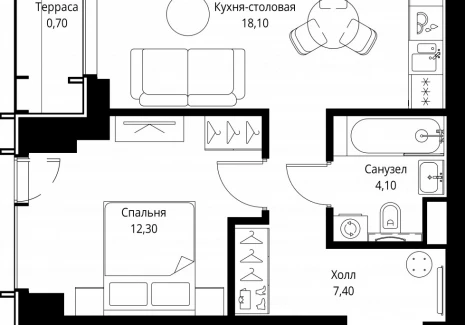 1-комнатная квартира - ул. Верейская, 29/35 / ЖК ВЕЕР - фото 1