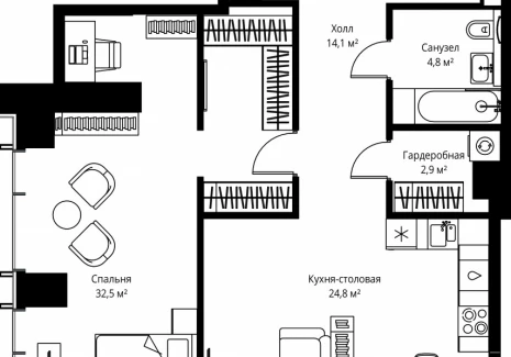 1-комнатная квартира - ул. Верейская, 29/35 / ЖК ВЕЕР - фото 1