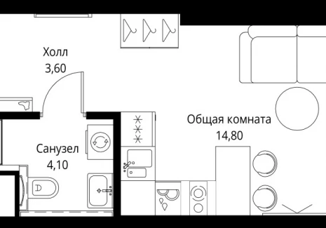 1-комнатная квартира - ул. Верейская, 29/35 / ЖК ВЕЕР - фото 1