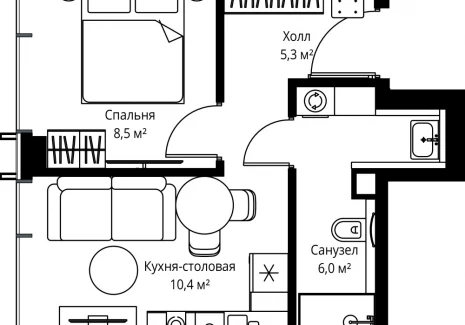 1-комнатная квартира - ул. Верейская, 29/35 / ЖК ВЕЕР - фото 1