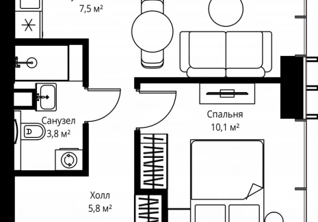 1-комнатная квартира - ул. Верейская, 29/35 / ЖК ВЕЕР - фото 1