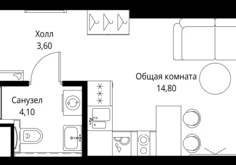 1-комнатная квартира - ул. Верейская, 29/35 / ЖК ВЕЕР - фото 1