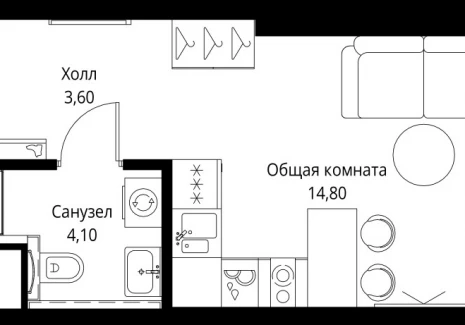 1-комнатная квартира - ул. Верейская, 29/35 / ЖК ВЕЕР - фото 1