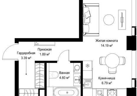 1-комнатная квартира - ул. Верейская, 29/42 / ЖК ВЕЕР - фото 1