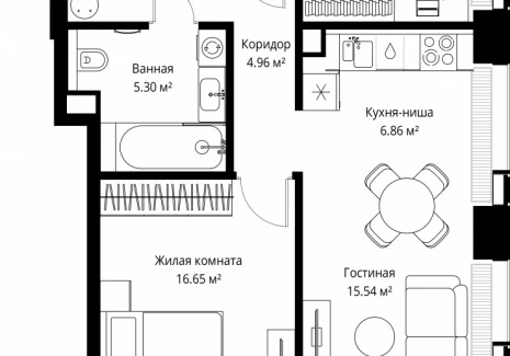 2-комнатная квартира - ул. Верейская, 29/42 / ЖК ВЕЕР - фото 1