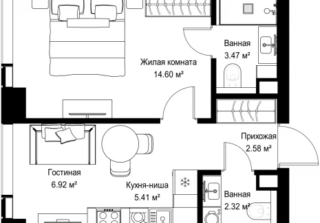 1-комнатная квартира - ул. Верейская, 29/42 / ЖК ВЕЕР - фото 1