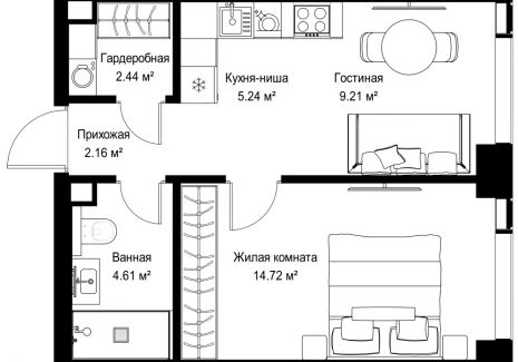 1-комнатная квартира - ул. Верейская, 29/42 / ЖК ВЕЕР - фото 1