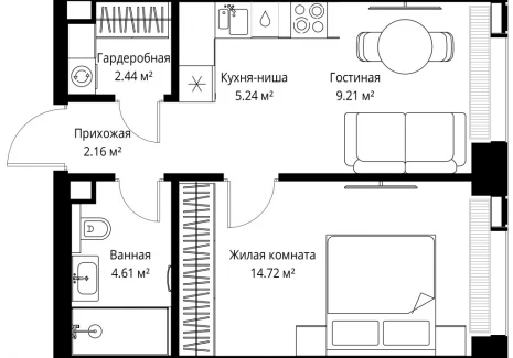 1-комнатная квартира - ул. Верейская, 29/42 / ЖК ВЕЕР - фото 1