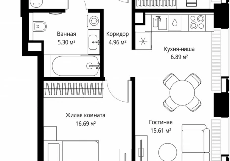 2-комнатная квартира - ул. Верейская, 29/42 / ЖК ВЕЕР - фото 1