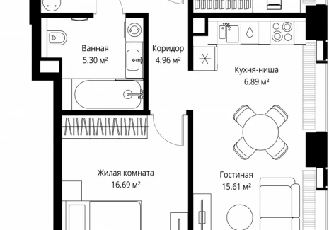 2-комнатная квартира - ул. Верейская, 29/42 / ЖК ВЕЕР - фото 1