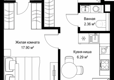 1-комнатная квартира - ул. Верейская, 29/42 / ЖК ВЕЕР - фото 1